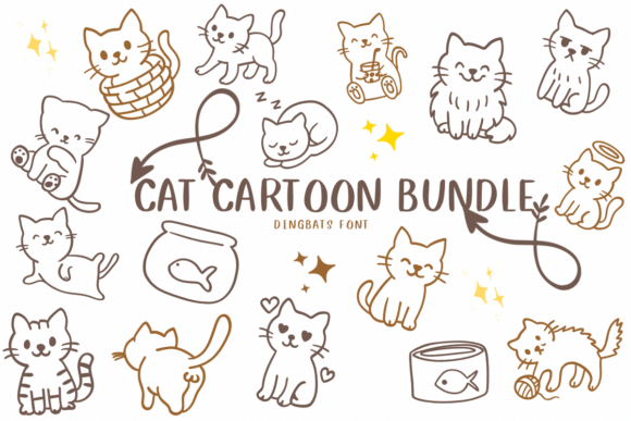 Cat Cartoon Bundle Font - Featured Image