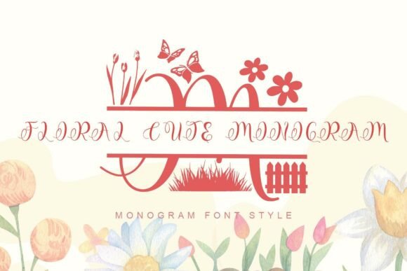Floral Cute Monogram Font - Featured Image