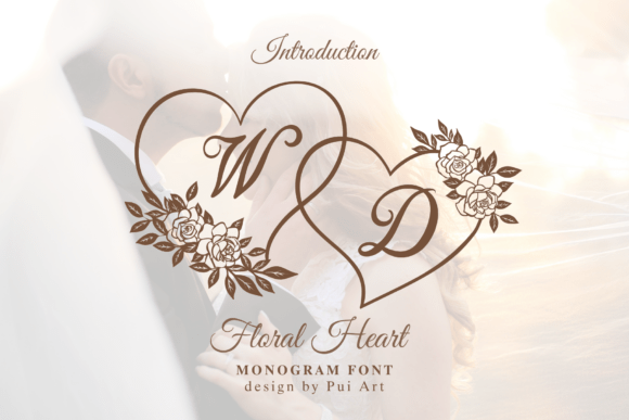 Floral Heart Monogram Font - Featured Image