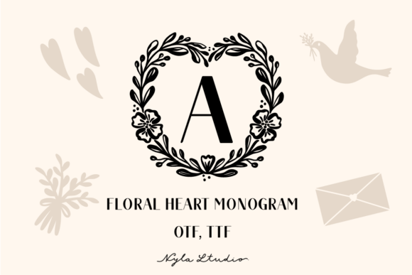 Floral Heart Monogram Font - Featured Image