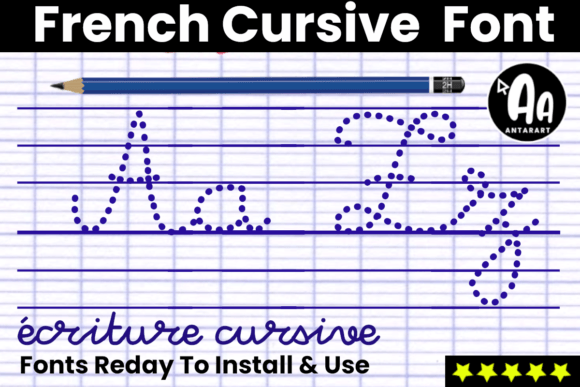 French Cursive Dotted Lined Font - Featured Image