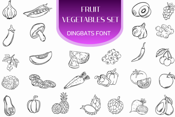 Fruit Vegetables Set Font - Featured Image
